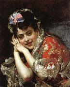 Raimundo de Madrazo y Garreta The Model Aline Masson with a White Mantilla oil painting